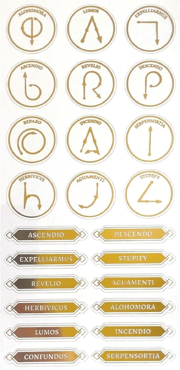 Harry Potter Spells & Charms Sticker Sheet for Crafts