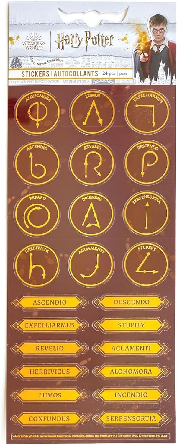 Harry Potter Spells & Charms Sticker Sheet for Crafts