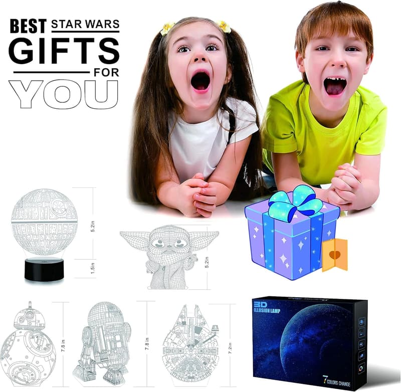 Star Wars 3D Illusion Lamp - LED Night Light for Kids