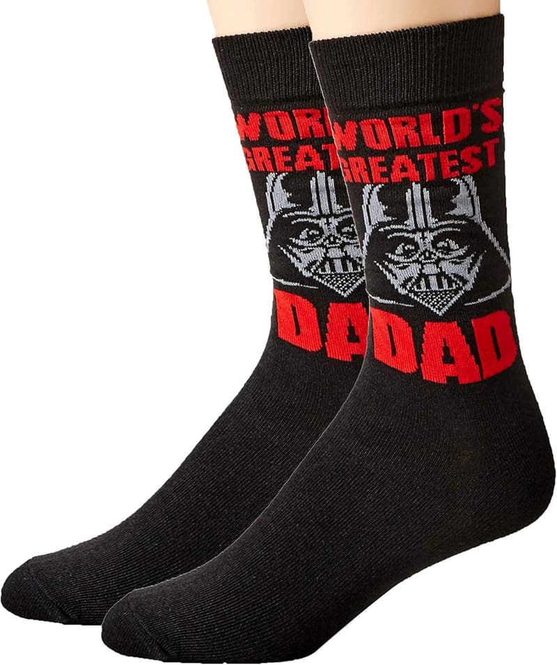 Men's Darth Vader Crew Socks - World's Greatest Dad, Size 6-12