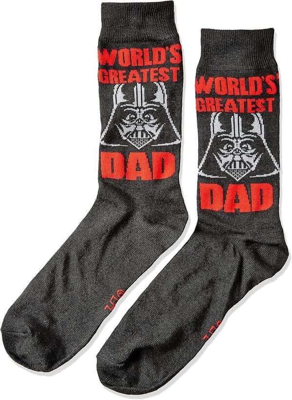 Men's Darth Vader Crew Socks - World's Greatest Dad, Size 6-12