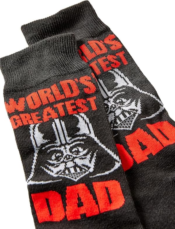 Men's Darth Vader Crew Socks - World's Greatest Dad, Size 6-12