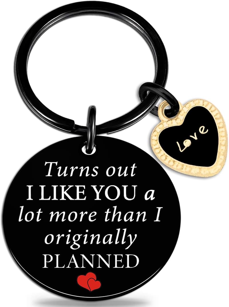 Valentine's Day Couples Keychain Set - Engraved Black Steel
