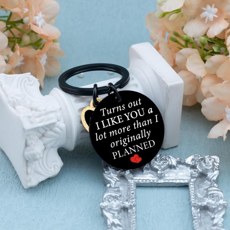 Valentine's Day Couples Keychain Set - Engraved Black Steel