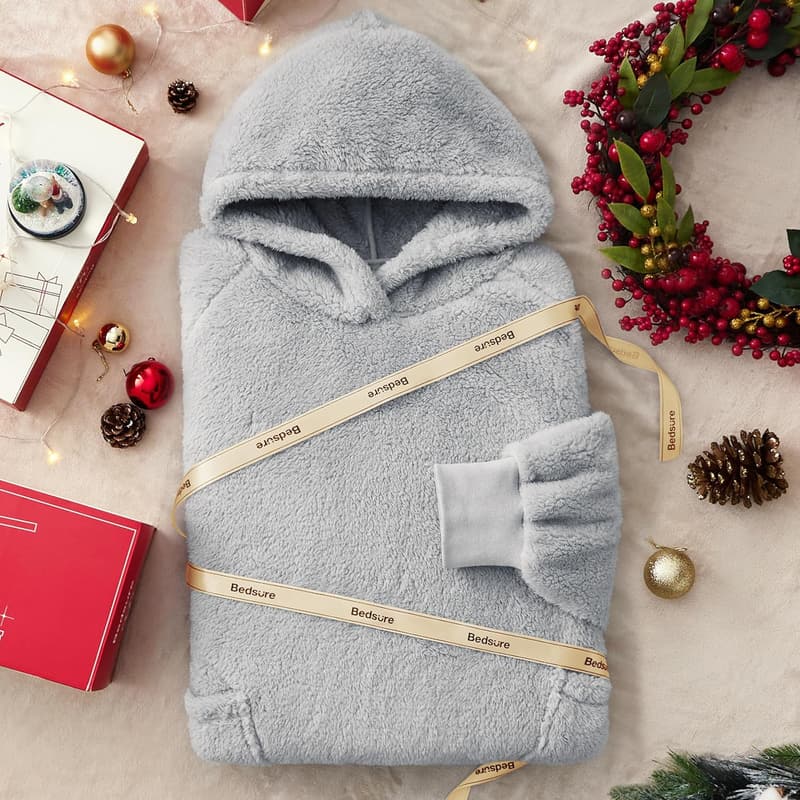 Fathers Day Gift: Grey Oversized Wearable Hoodie Blanket
