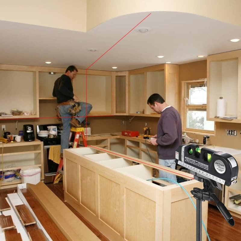 Multipurpose Cross Line Laser Level Tool with Metric Rulers
