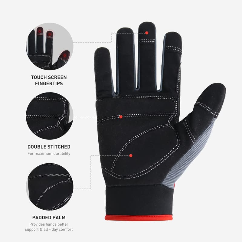 Utility Touch Screen Work Gloves for Men & Women
