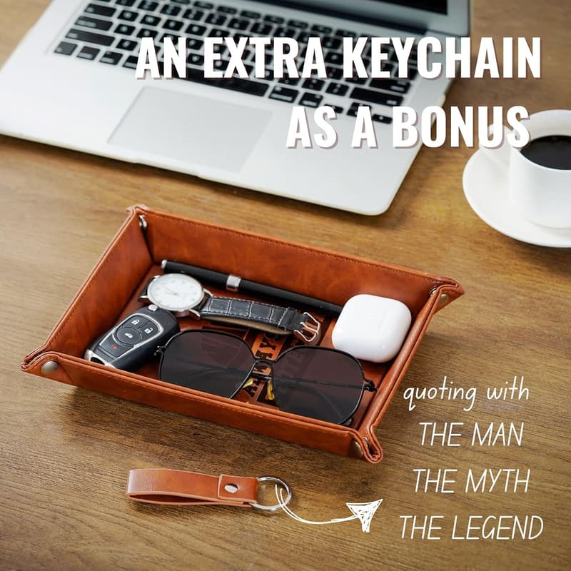 Funny Construction Worker Valet Tray for Men, Desktop Organizer