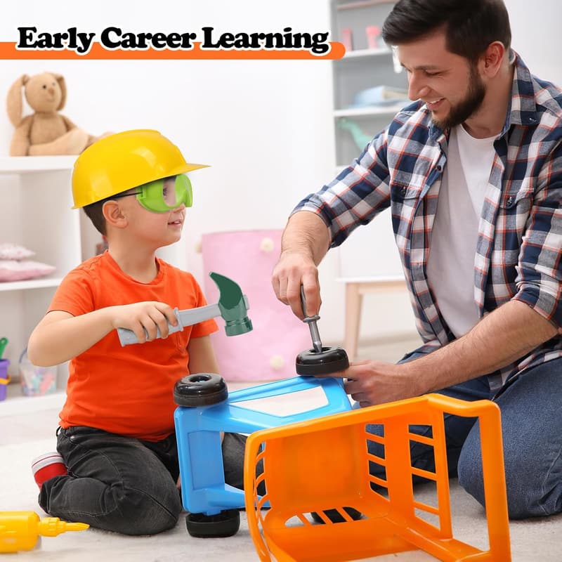 Kids Construction Worker Dress-Up Set with Tools, Vest & Hat