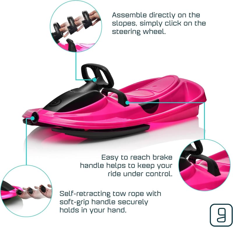 Snow Sled for Kids & Adults - Lightweight Durable Toboggan