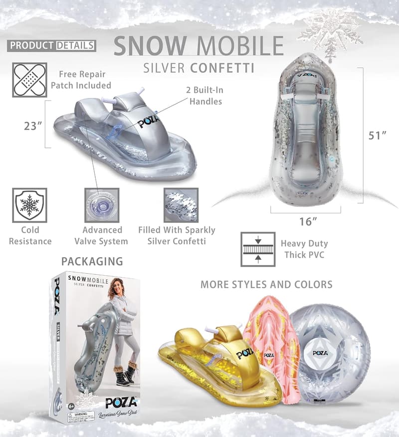 Luxurious Inflatable Snowmobile Sled with Handles - 51 Inch