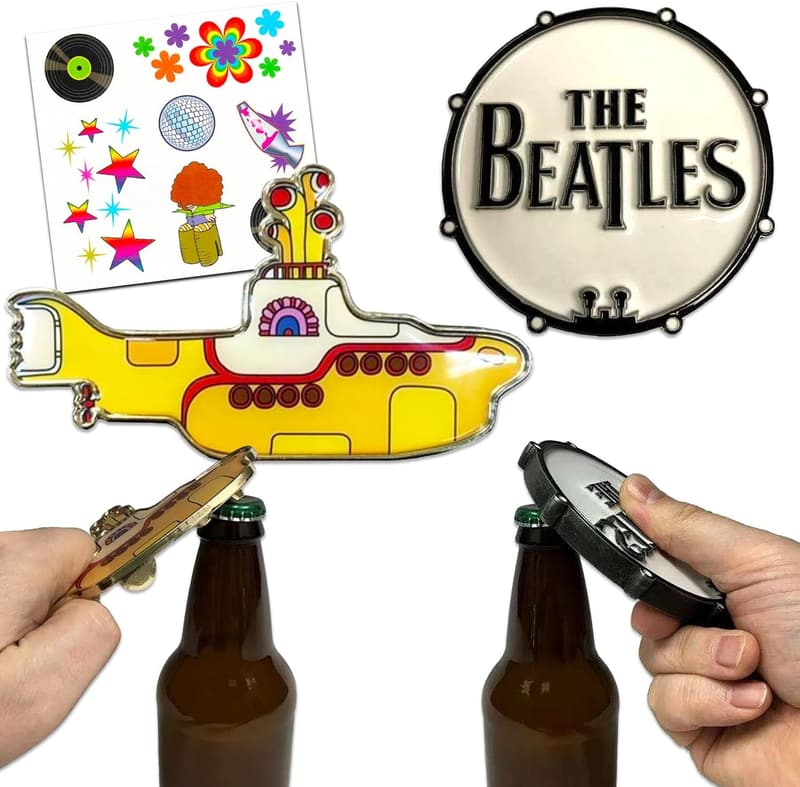 The Beatles Bottle Opener Set with Yellow Submarine & Drumhead