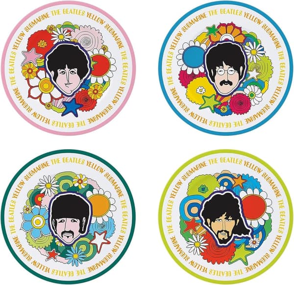 The Beatles Yellow Submarine Flower Plate Set - 4 pcs