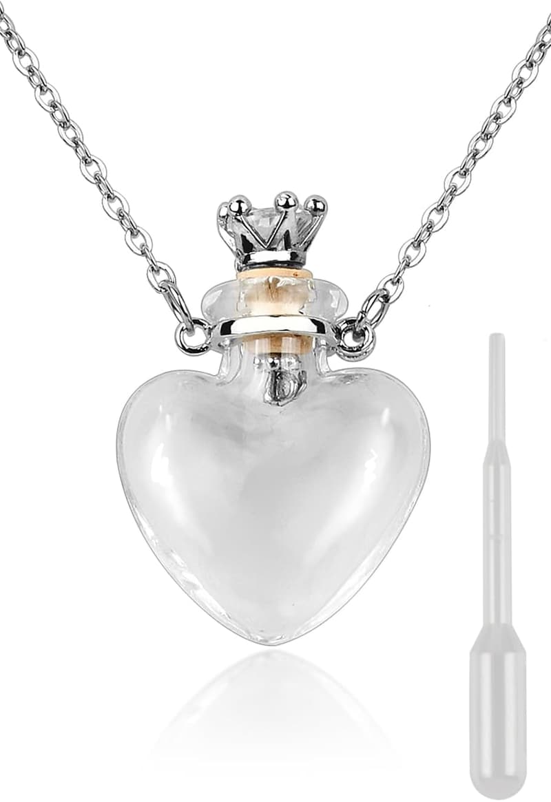 Glass Heart-Shaped Vial Necklace for Memorial Jewelry