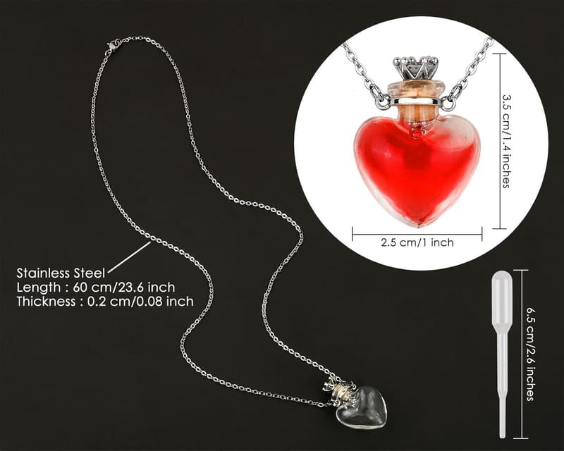 Glass Heart-Shaped Vial Necklace for Memorial Jewelry