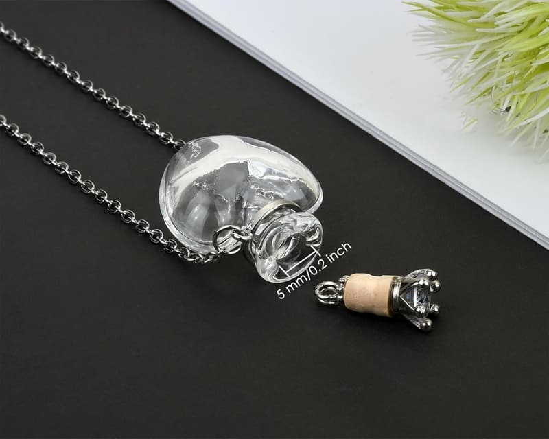 Glass Heart-Shaped Vial Necklace for Memorial Jewelry