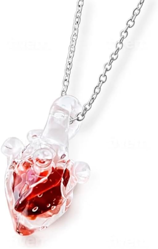 Gothic Anatomical Heart Necklace with Clear Glass Vial