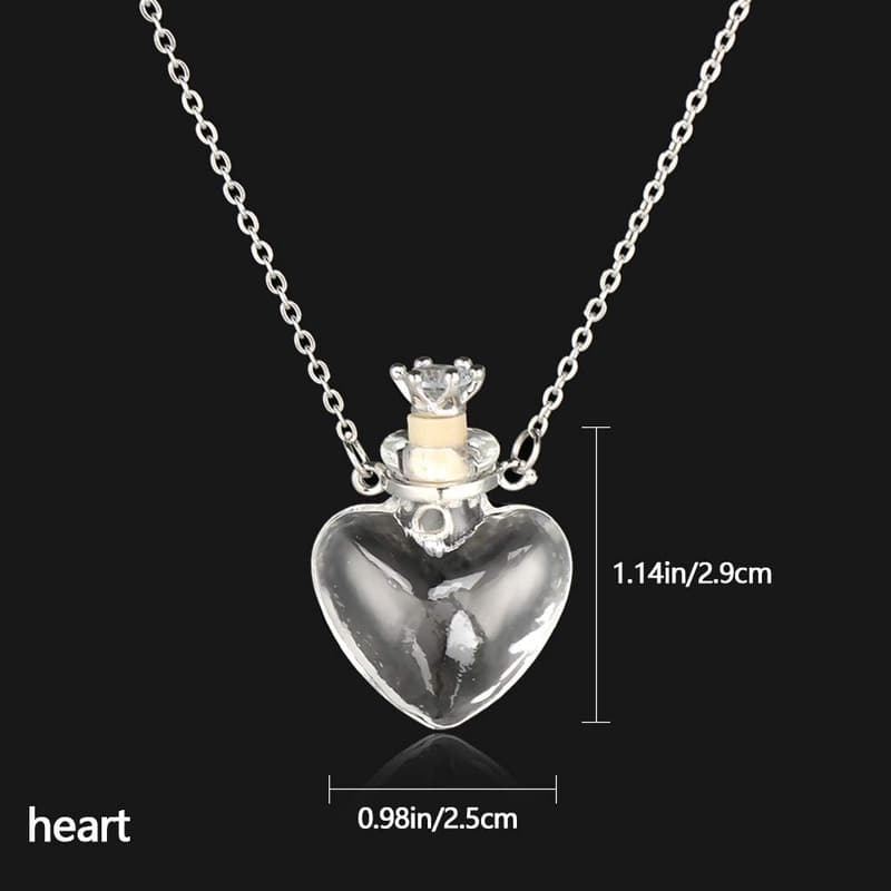 Heart-Shaped Perfume Vial Necklace for Women with Stainless Steel Chain