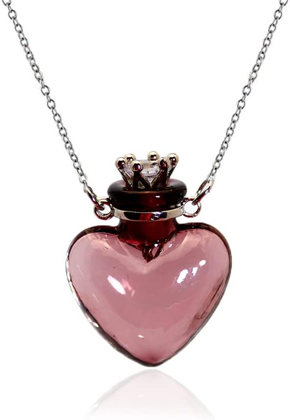Colorful Heart Perfume Bottle Necklace - Stainless Steel Diffuser