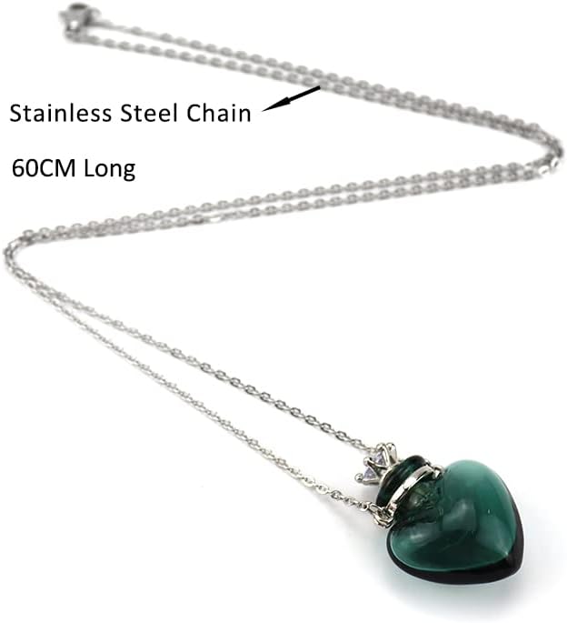 Colorful Heart Perfume Bottle Necklace - Stainless Steel Diffuser