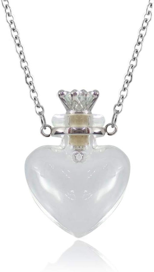 Heart-Shaped Perfume Vial Necklace for Women with Stainless Steel Chain