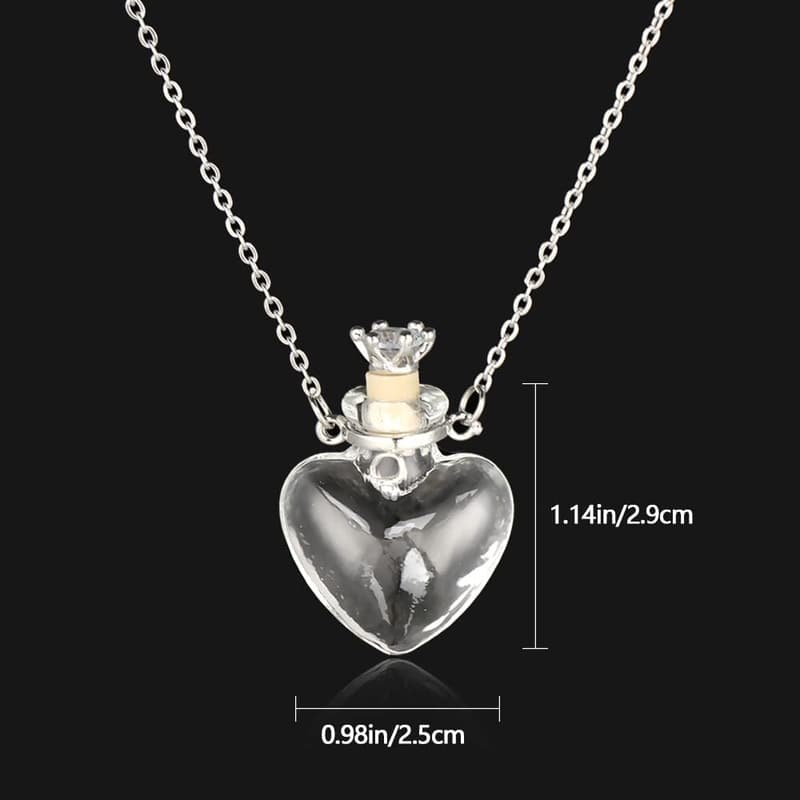 Clear Heart Vial Perfume Bottle Necklace for Women