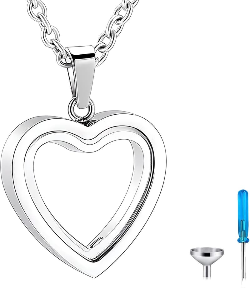 Stainless Steel Heart Locket Necklace for Keepsake Ashes