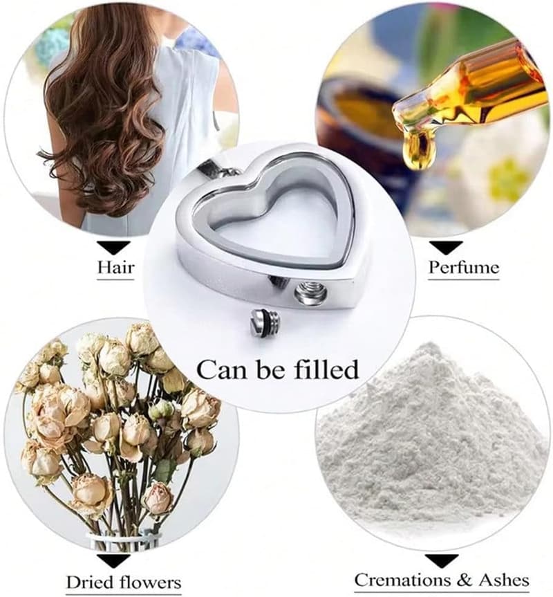 Stainless Steel Heart Locket Necklace for Keepsake Ashes