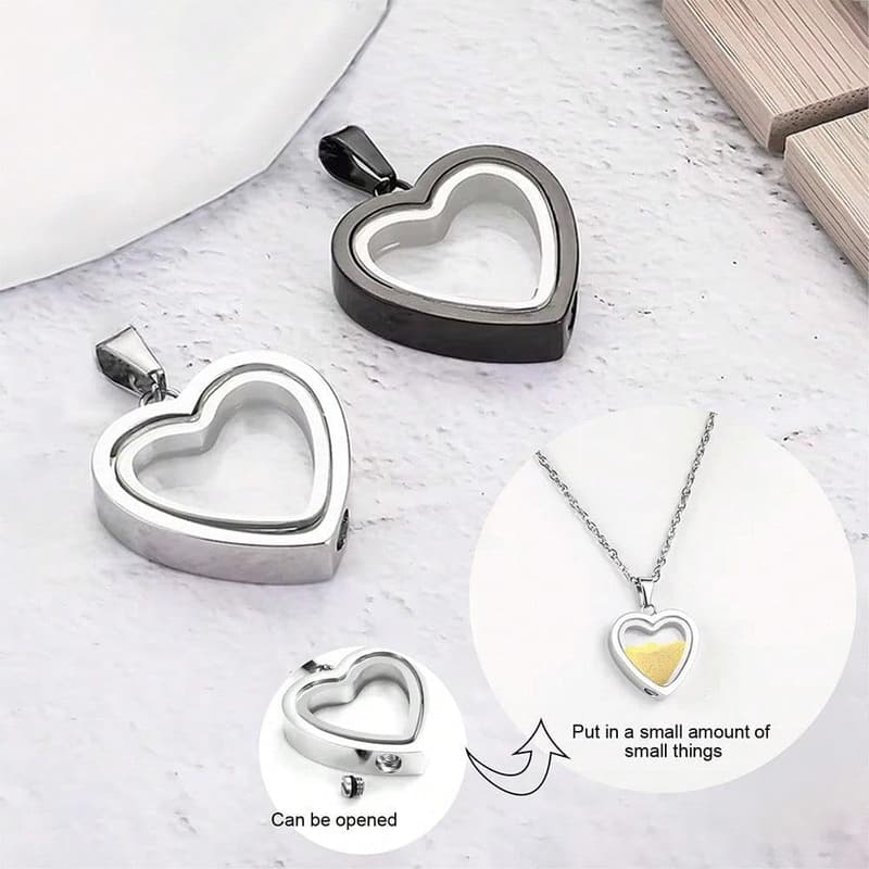 Stainless Steel Heart Locket Necklace for Keepsake Ashes