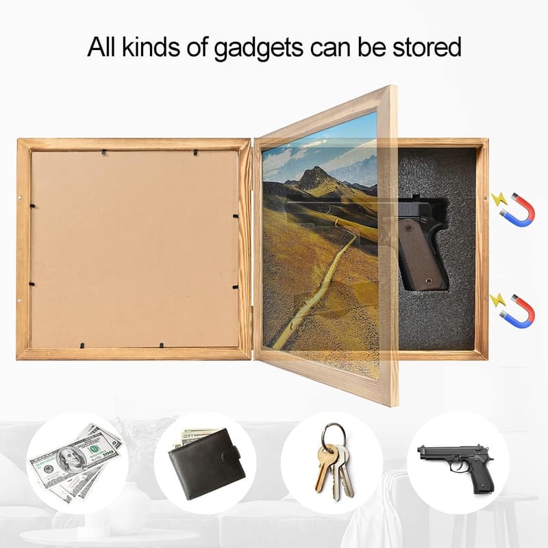 Concealed Firearm Storage Picture Frame Shelf for Home Decor