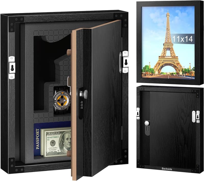 Hidden Money Safe Diversion Frame with Custom Foam - Black