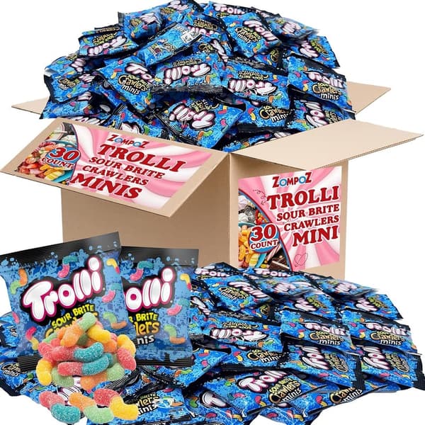 SourBrite Crawlers Mini Gummy Worms - 30 Count Assorted Party Treats