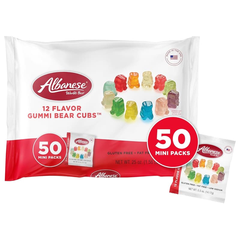 Albanese Gummy Bear Cubs Snack Pack, 12 Flavors, 50 Mini Bags
