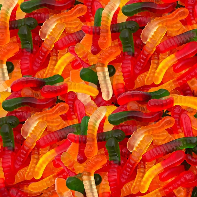 Assorted Fruit Flavor Mini Gummy Worms, 1 lb Pack