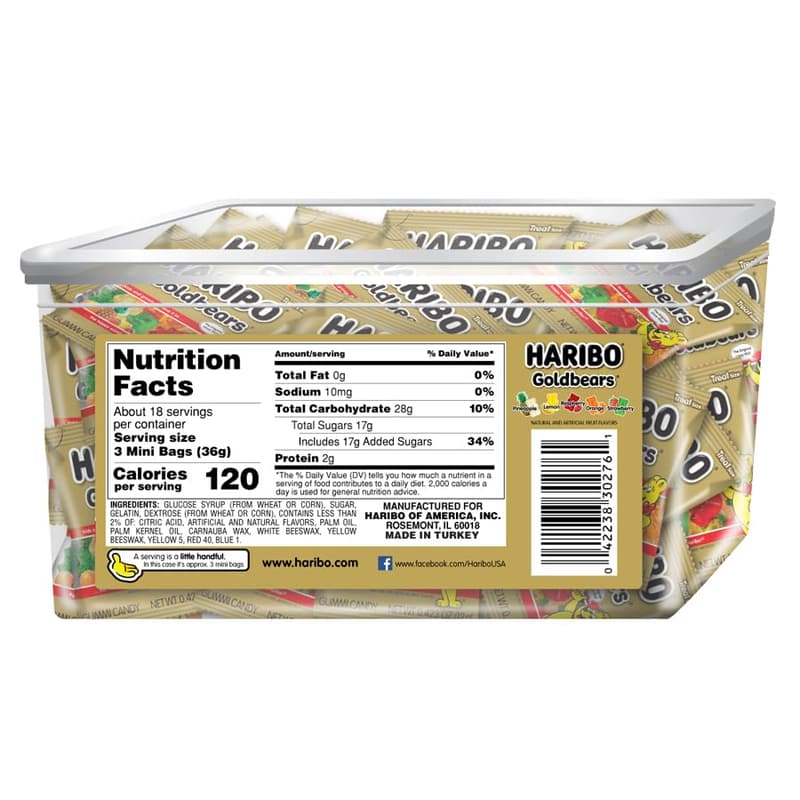 Haribo Goldbears Gummy Candy 22.8 oz Assorted Tub