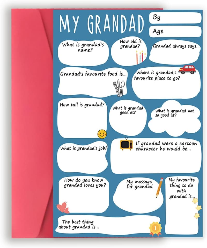 Happy Father's Day Card for Grandad - Fill in the Blanks Design