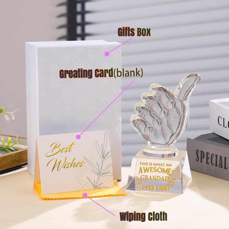 Meaningful Crystal Keepsake Trophy for Grandad's Birthday