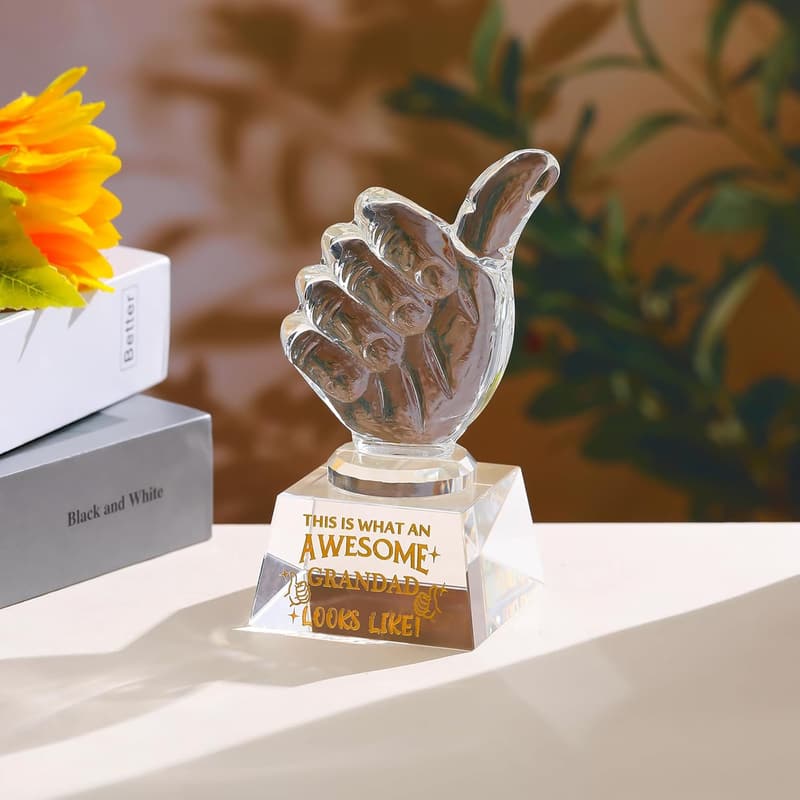 Meaningful Crystal Keepsake Trophy for Grandad's Birthday