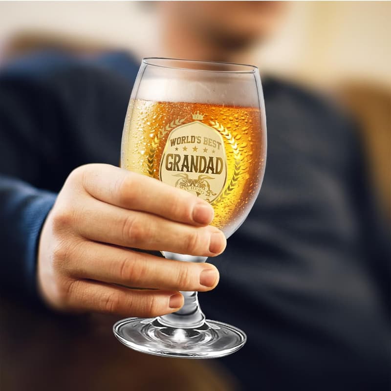 Personalized Beer Glasses Gift Set for Grandad