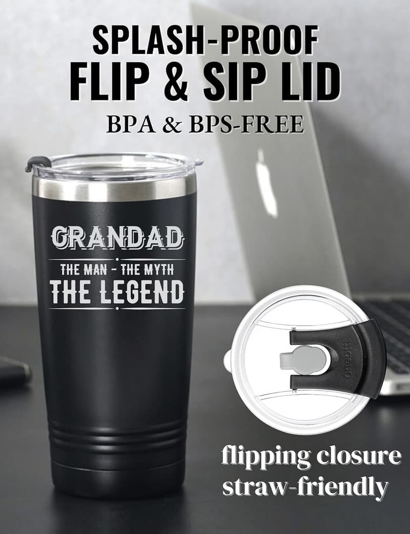 Father's Day Stainless Steel Tumbler for Grandpa - 20oz