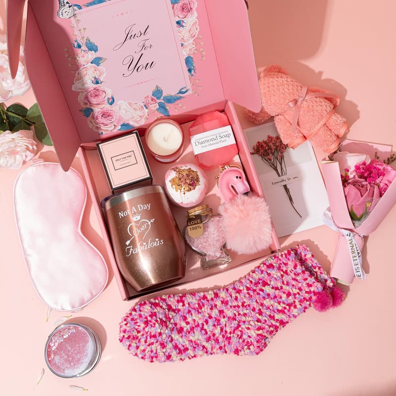Self-Care Gift Basket for Women - Unique Pink Relaxation Set