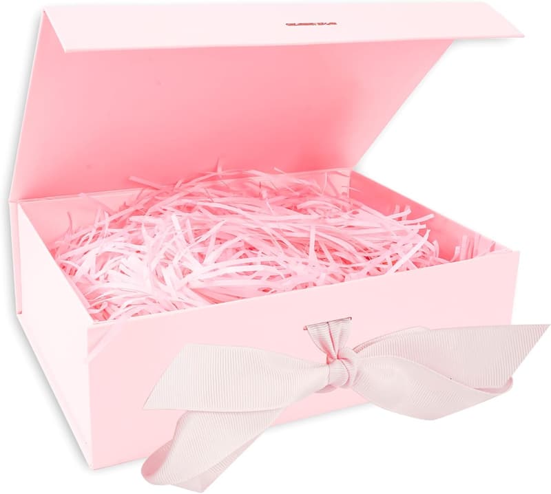 Gift Box with Lid, Pink - 10.2 x 7.5 x 3.2 In, Magnetic Closure