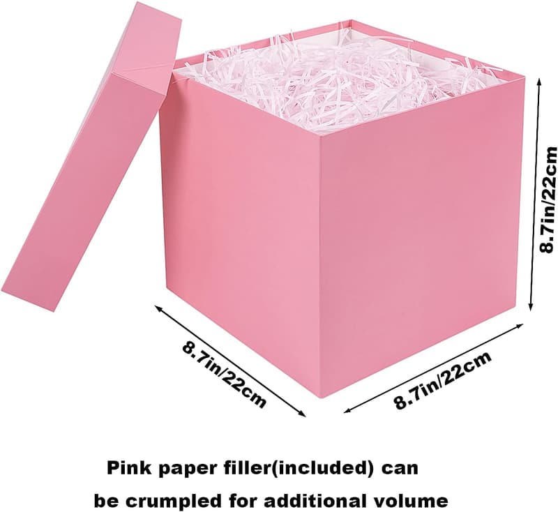 Medium Pink Gift Box with Lids and Ribbon for Women’s Birthdays