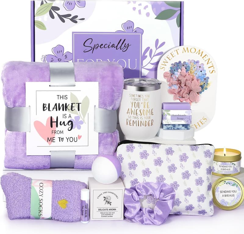Spa Gift Basket for Women - Relaxation Set with Flannel Blanket