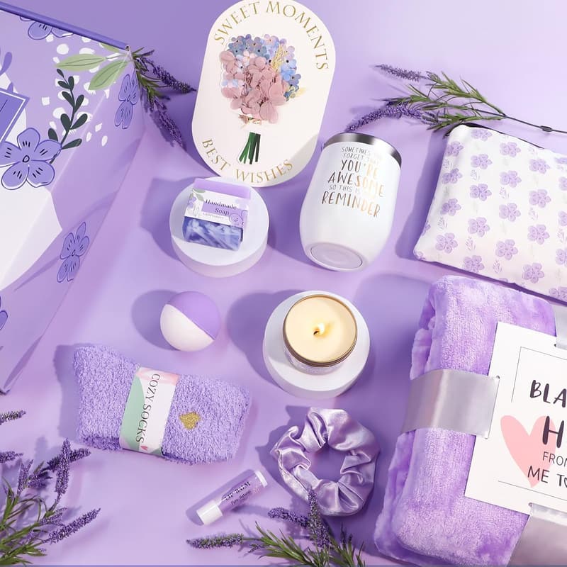 Spa Gift Basket for Women - Relaxation Set with Flannel Blanket