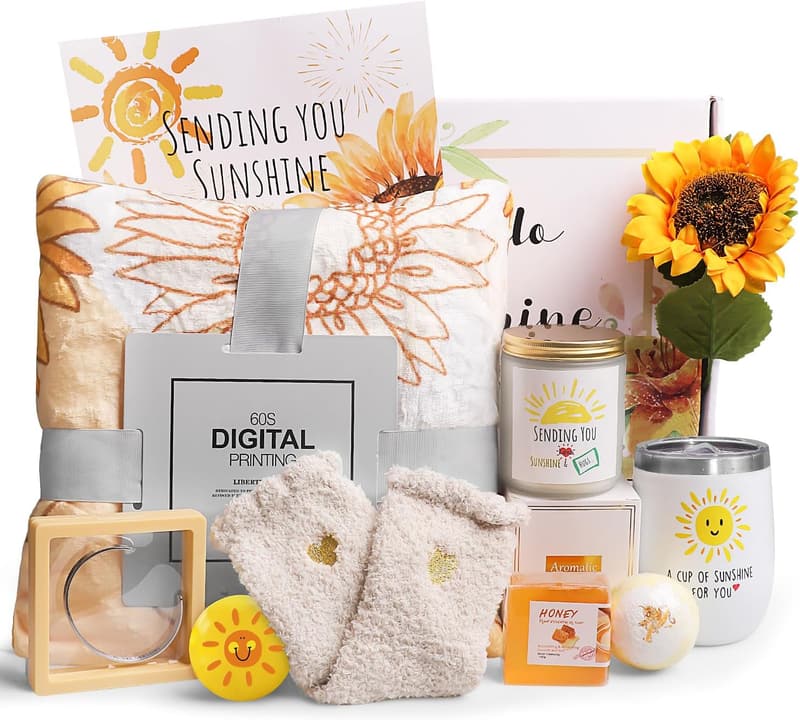 Get Well Soon Spa Gift Basket for Women with Blanket & Mugs
