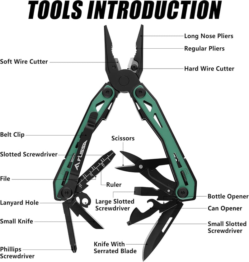 16-in-1 Stainless Steel Multi-Tool for Camping and Survival