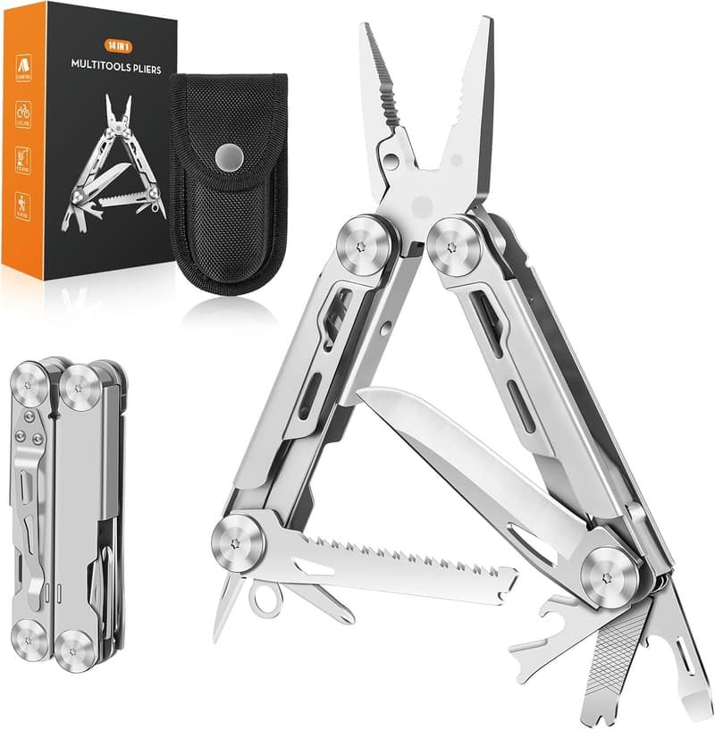 14-in-1 Stainless Steel Multitool for Camping and EDC