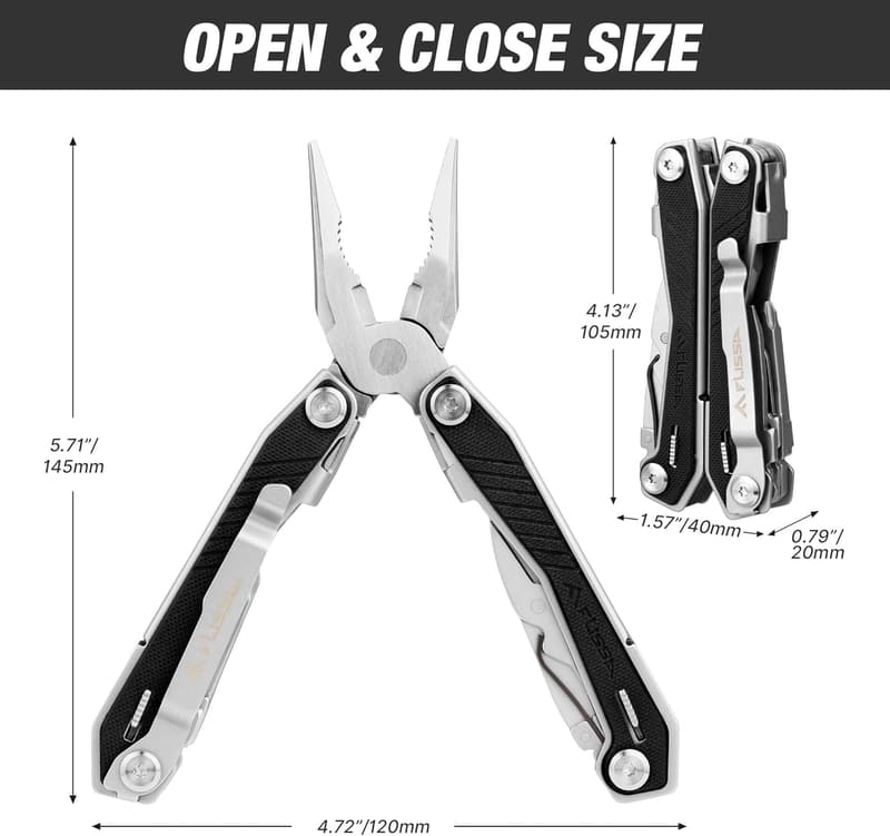 Stainless Steel 16-in-1 Multi-Tool with G10 Handle for Camping