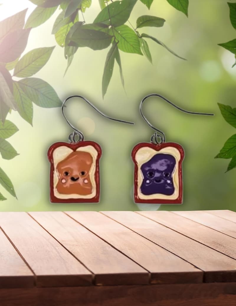 Adorable Peanut Butter & Jelly Resin Drop Earrings